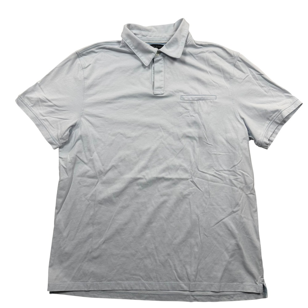 Banana Republic Polo Shirt Mens L Blue Fitted Pima Cotton Short Sleeve Pocket